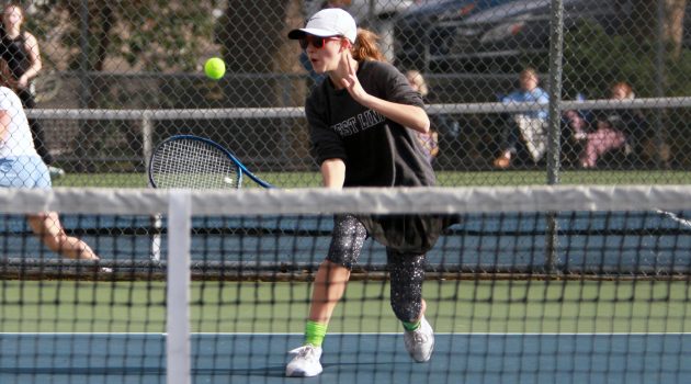West Linn freshman singles player Sonya Drayton